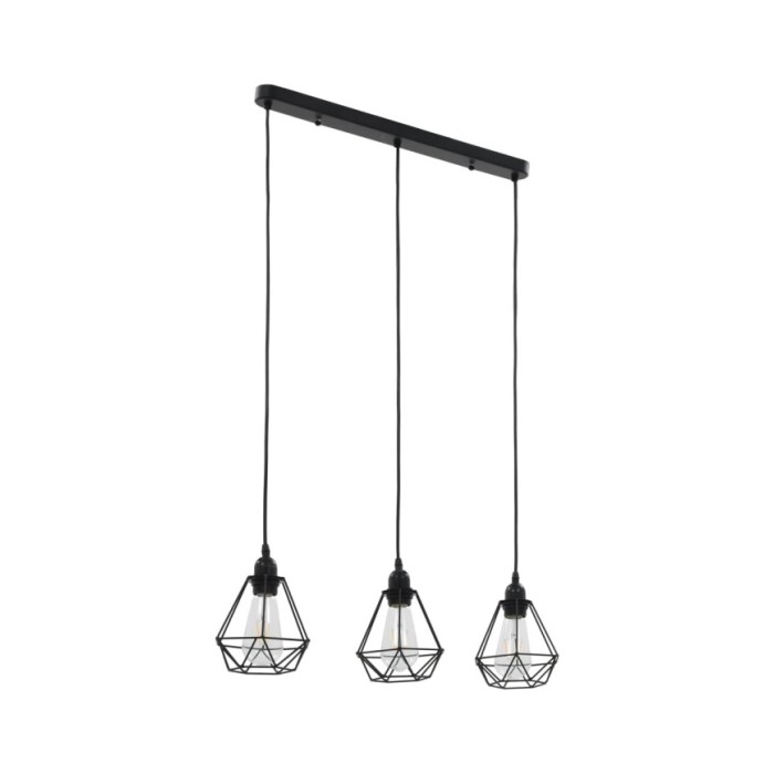 Plafonnier avec design de diamant Noir 3 ampoules E27
