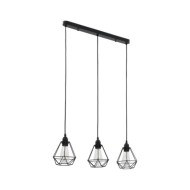 Plafonnier avec design de diamant Noir 3 ampoules E27