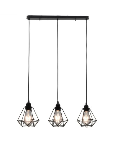 Plafonnier avec design de diamant Noir 3 ampoules E27