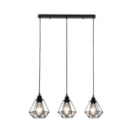 Plafonnier avec design de diamant Noir 3 ampoules E27