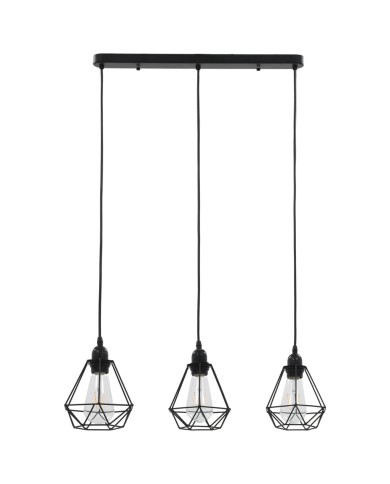 Plafonnier avec design de diamant Noir 3 ampoules E27
