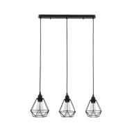 Plafonnier avec design de diamant Noir 3 ampoules E27