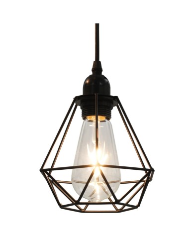 Plafonnier avec design de diamant Noir 3 ampoules E27