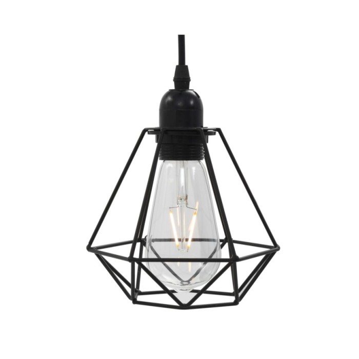 Plafonnier avec design de diamant Noir 3 ampoules E27