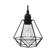 Plafonnier avec design de diamant Noir 3 ampoules E27