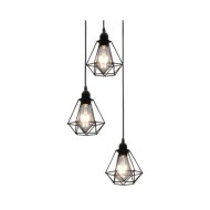 Plafonnier avec design de diamant Noir 3 ampoules E27