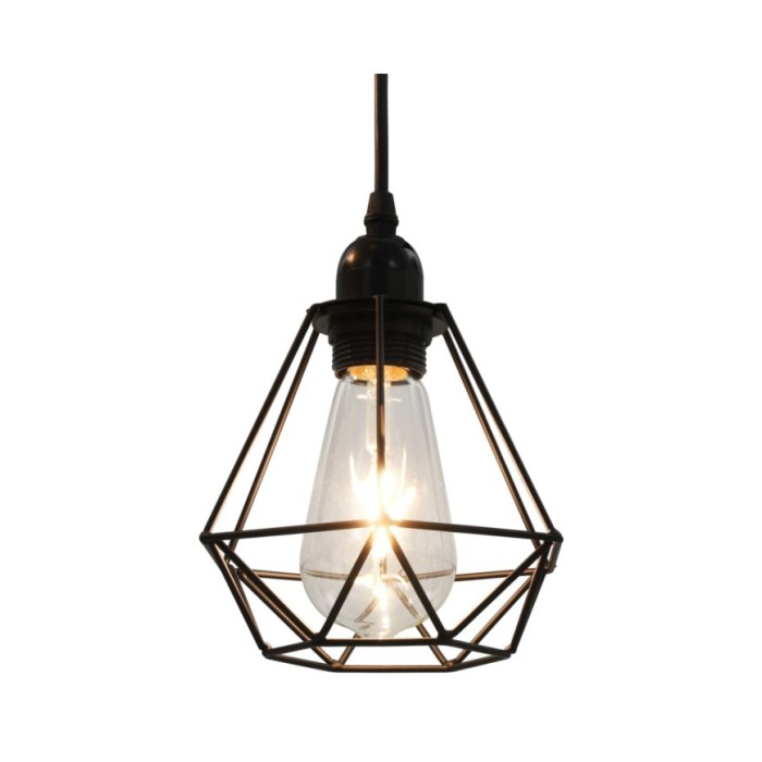 Plafonnier avec design de diamant Noir 3 ampoules E27
