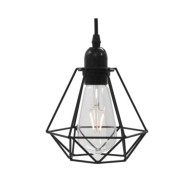 Plafonnier avec design de diamant Noir 3 ampoules E27