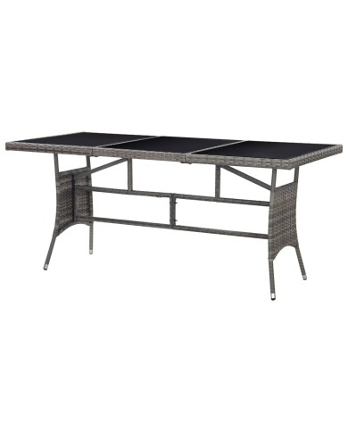 Table de jardin Gris 170x80x74 cm Résine tressée