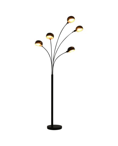 Lampadaire 200 cm 5 x E14 Noir et doré