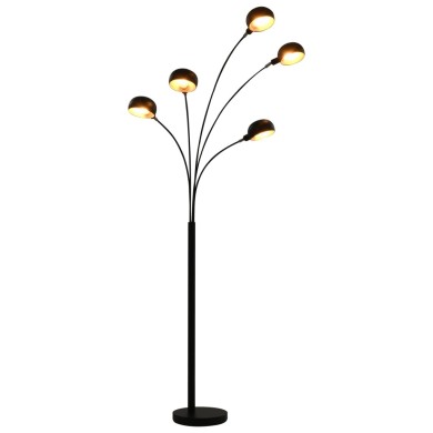 Lampadaire 200 cm 5 x E14 Noir et doré