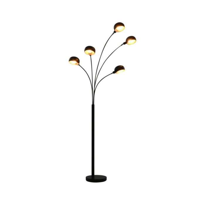 Lampadaire 200 cm 5 x E14 Noir et doré