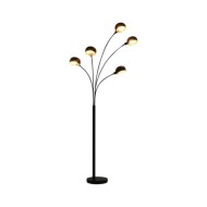 Lampadaire 200 cm 5 x E14 Noir et doré