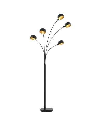 Lampadaire 200 cm 5 x E14 Noir et doré