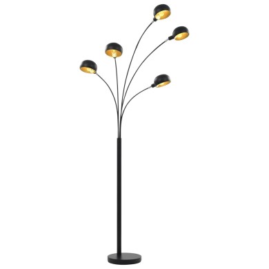 Lampadaire 200 cm 5 x E14 Noir et doré