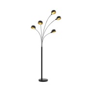 Lampadaire 200 cm 5 x E14 Noir et doré