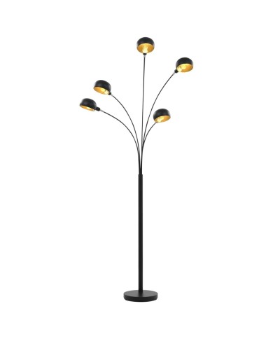 Lampadaire 200 cm 5 x E14 Noir et doré