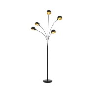 Lampadaire 200 cm 5 x E14 Noir et doré