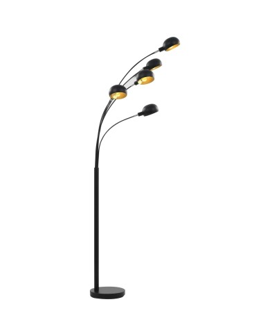 Lampadaire 200 cm 5 x E14 Noir et doré
