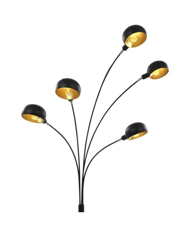 Lampadaire 200 cm 5 x E14 Noir et doré