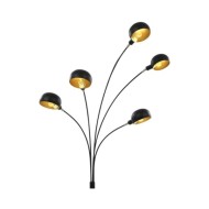 Lampadaire 200 cm 5 x E14 Noir et doré