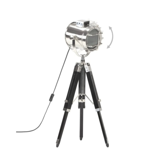 Lampadaire à trépied Noir Bois de manguier massif 69 cm