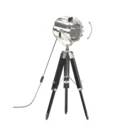 Lampadaire à trépied Noir Bois de manguier massif 69 cm