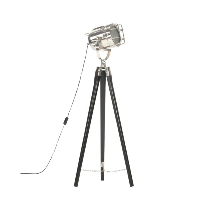 Lampadaire à trépied Noir Bois de manguier massif 97 cm