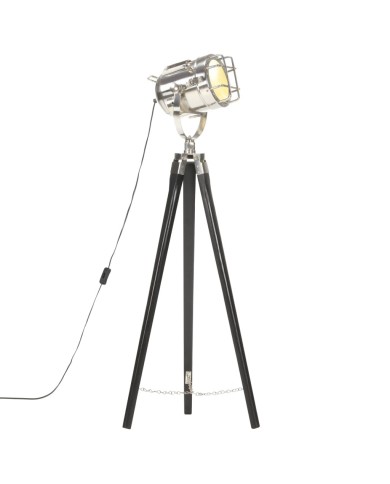 Lampadaire à trépied Noir Bois de manguier massif 97 cm