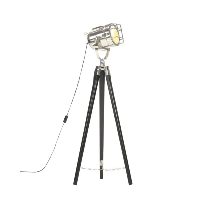 Lampadaire à trépied Noir Bois de manguier massif 97 cm