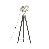 Lampadaire à trépied Noir Bois de manguier massif 97 cm
