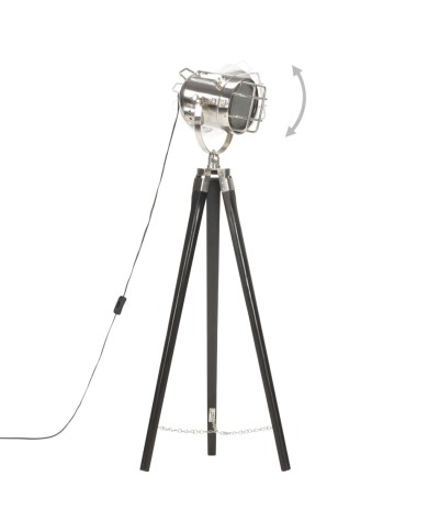 Lampadaire à trépied Noir Bois de manguier massif 97 cm