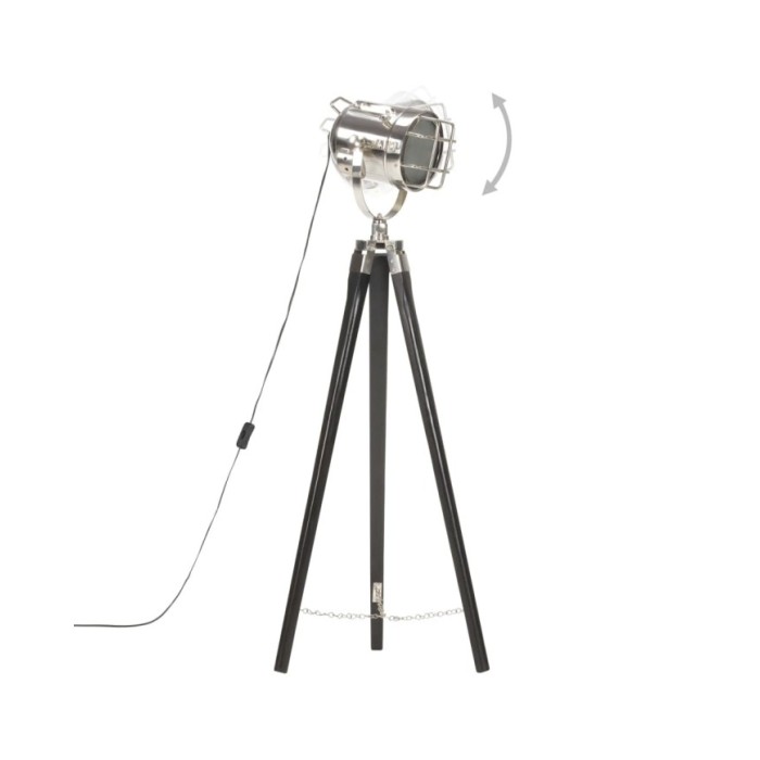 Lampadaire à trépied Noir Bois de manguier massif 97 cm