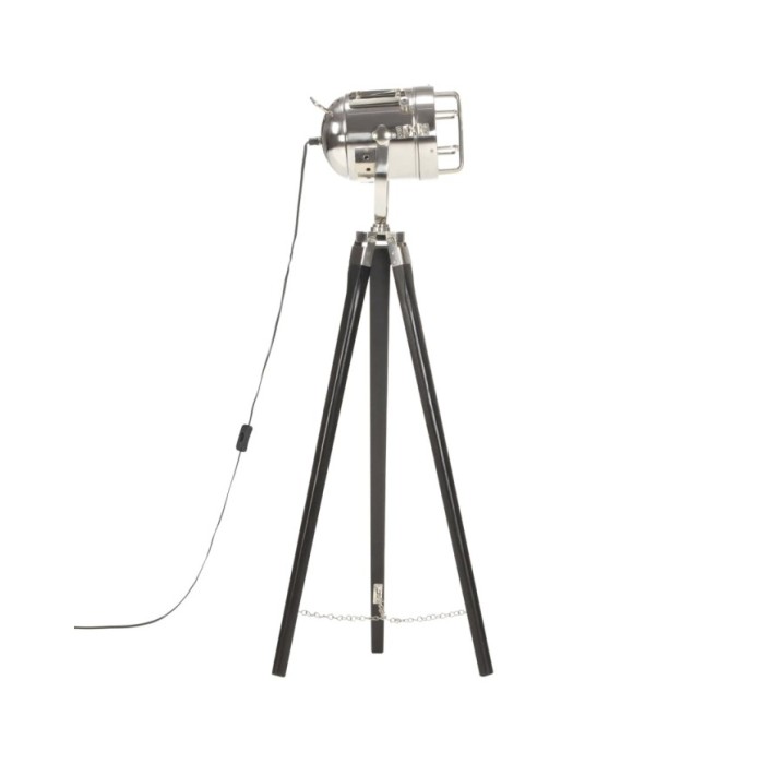 Lampadaire à trépied Noir Bois de manguier massif 97 cm