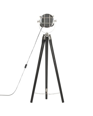 Lampadaire à trépied Noir Bois de manguier massif 97 cm