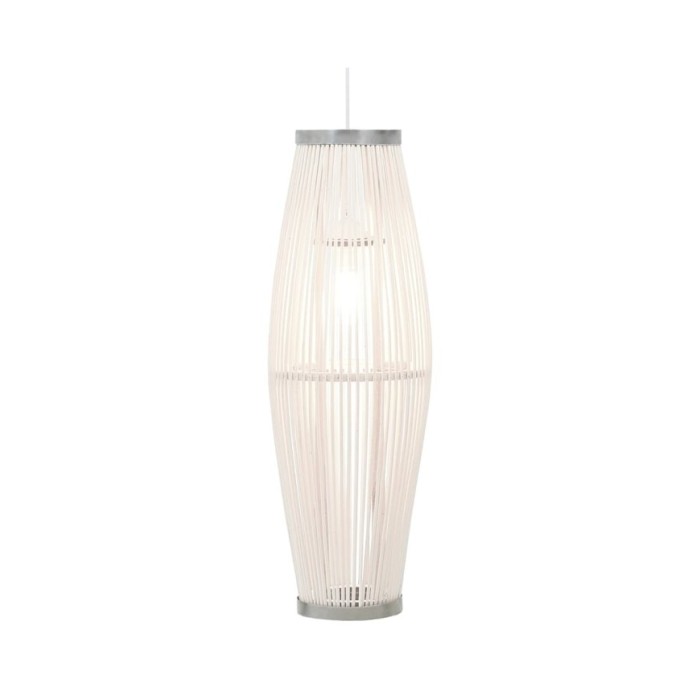 Lampe suspendue Blanc Osier 40 W 25x62 cm Ovale E27