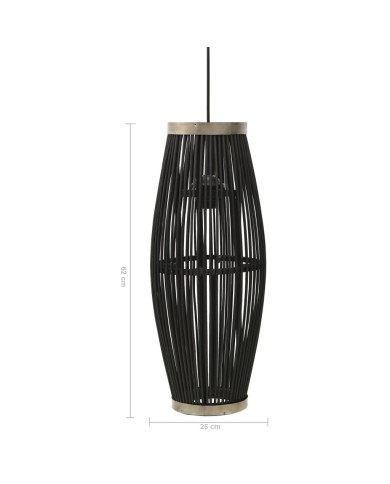 Lampe suspendue Noir Osier 40 W 25x62 cm Ovale E27