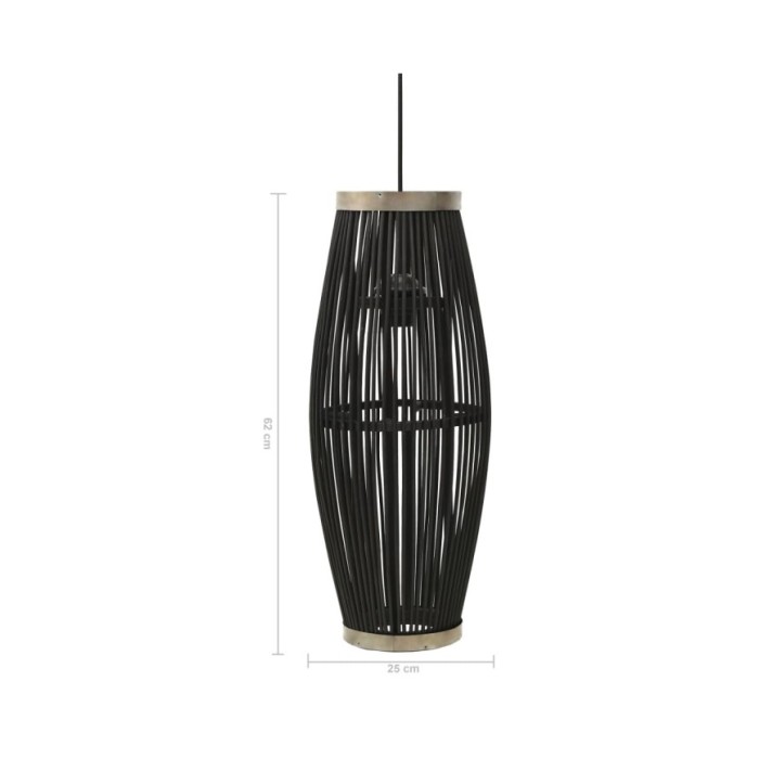 Lampe suspendue Noir Osier 40 W 25x62 cm Ovale E27
