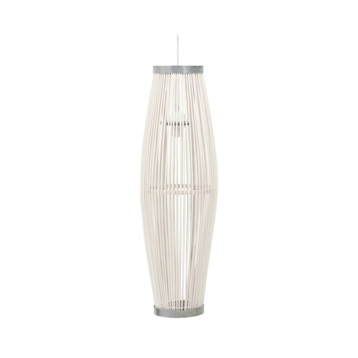 Lampe suspendue Blanc Osier 40 W 27x68 cm Ovale E27