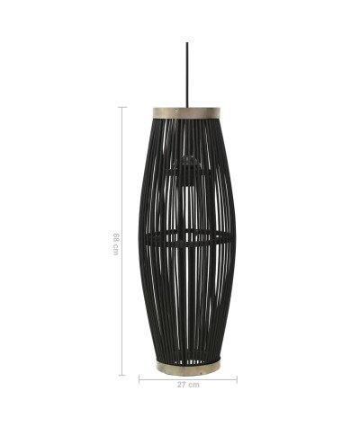 Lampe suspendue Noir Osier 40 W 27x68 cm Ovale E27