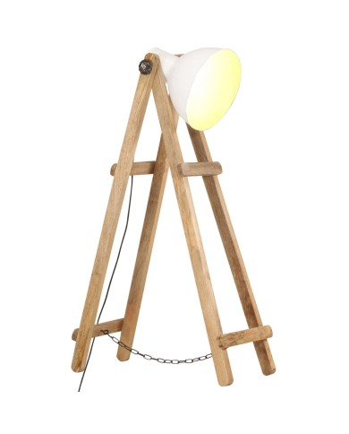 Lampadaire Blanc E27 Bois de manguier massif