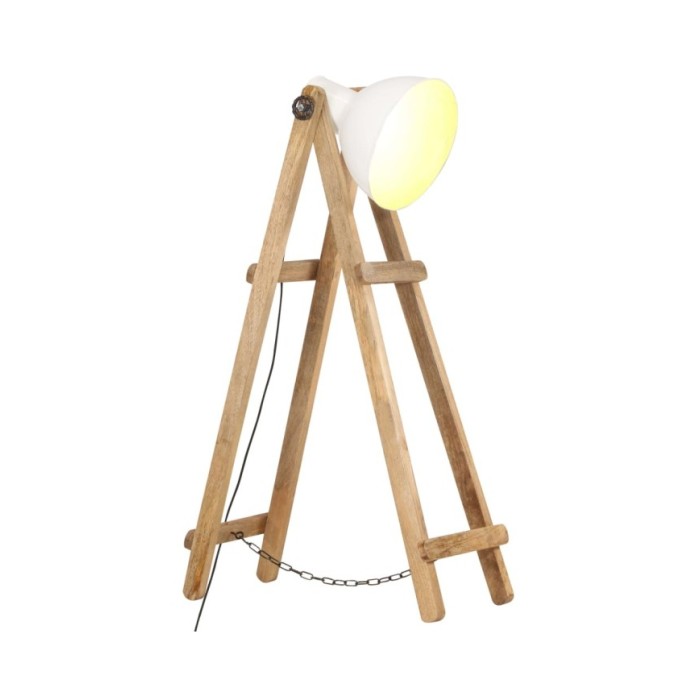 Lampadaire Blanc E27 Bois de manguier massif
