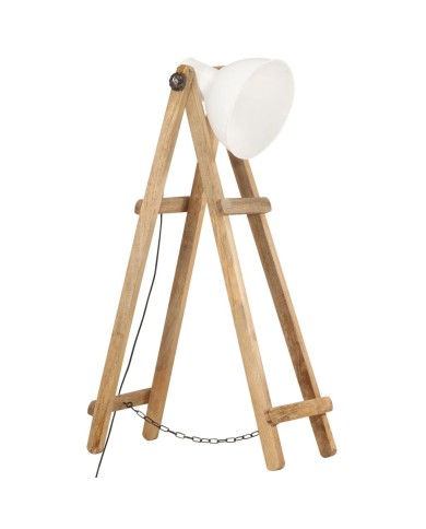 Lampadaire Blanc E27 Bois de manguier massif