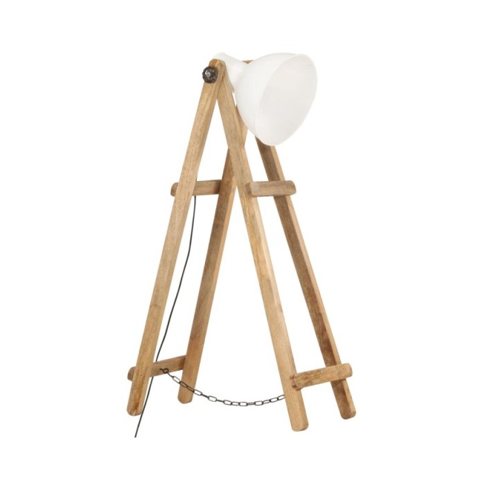 Lampadaire Blanc E27 Bois de manguier massif