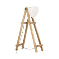 Lampadaire Blanc E27 Bois de manguier massif