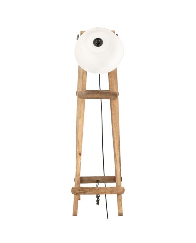 Lampadaire Blanc E27 Bois de manguier massif