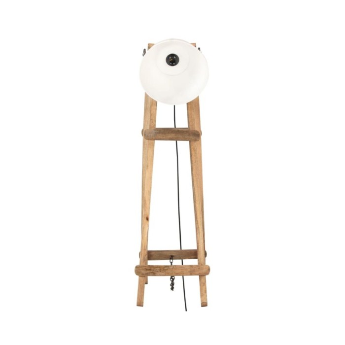 Lampadaire Blanc E27 Bois de manguier massif