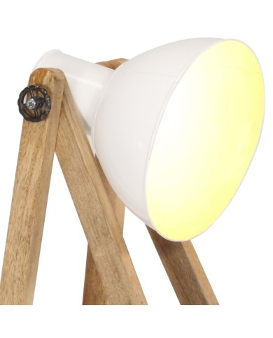 Lampadaire Blanc E27 Bois de manguier massif