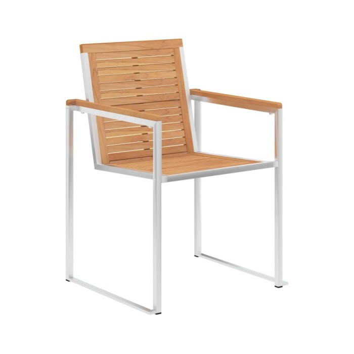 Chaises de jardin 2 pcs Bois de teck solide et acier inoxydable