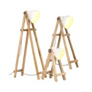 Lampadaires 3 pcs Blanc E27 Bois de manguier massif